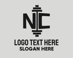 Nc - Barbell N & C logo design