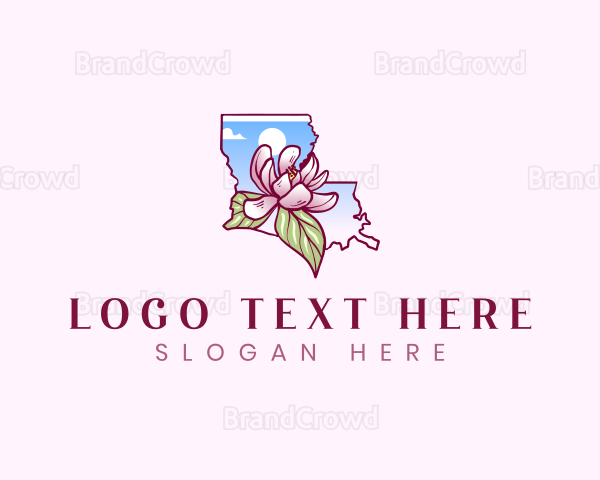 Magnolia Flower Louisiana Logo