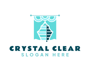 Window Cleaning - Window Curtain Drapery logo design