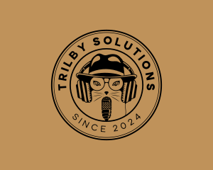 Trilby - Podcast Cat Microphone logo design