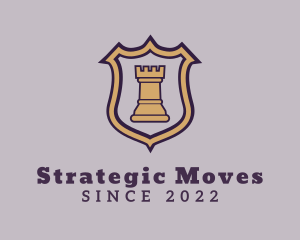 Checkmate - Knight Chess Castle logo design