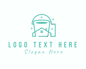 Residential - House Cleaning Bucket logo design