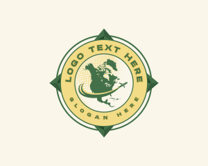 Globe - North America Travel Flight logo design