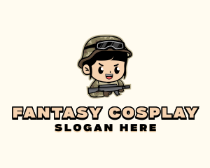 Cosplay - Female Military Gamer logo design