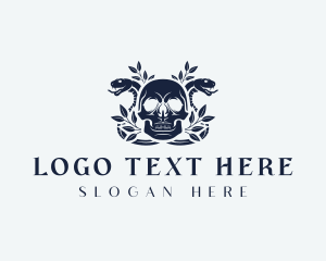 Snake - Serpent Leaf Skull logo design