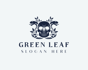 Serpent Leaf Skull logo design