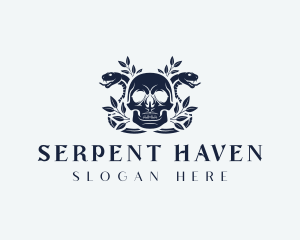 Serpent Leaf Skull logo design