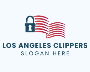 Blue Padlock Stripes Logo