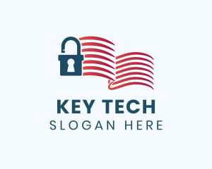 Blue Padlock Stripes logo design