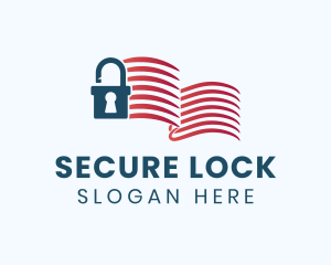 Locked - Blue Padlock Stripes logo design