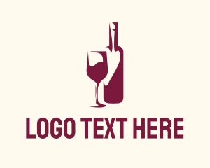 Wine - Red Wine Bottle Glass logo design