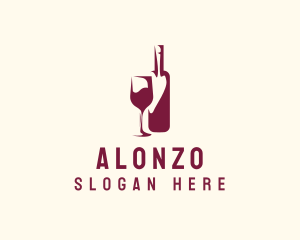 Wine Bottle Glass logo design