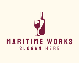 Wine Bottle Glass logo design