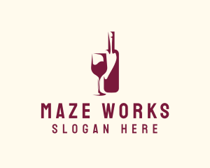 Wine Bottle Glass logo design