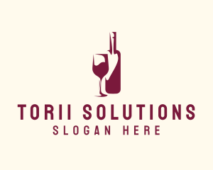 Wine Bottle Glass logo design