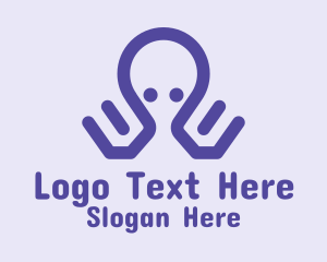 Line Art - Violet Cute Octopus logo design