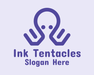 Tentacles - Violet Cute Octopus logo design