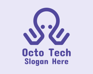 Violet Cute Octopus  logo design