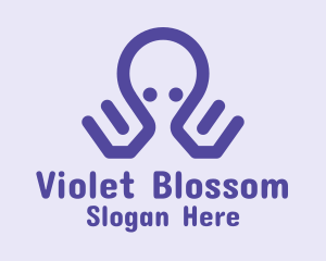 Violet Cute Octopus  logo design