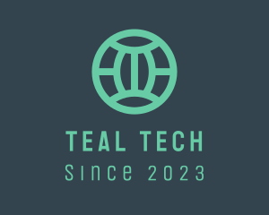 Teal Modern Globe logo design