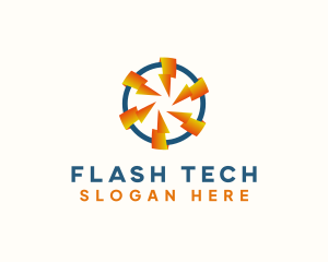 Flash - Circular Lightning Electric Flash logo design