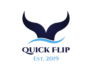 Flipper - Blue Whale Tail logo design