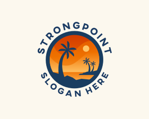 Beach - Tropical Island Getaway logo design