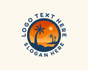 Palm Tree - Tropical Island Getaway logo design