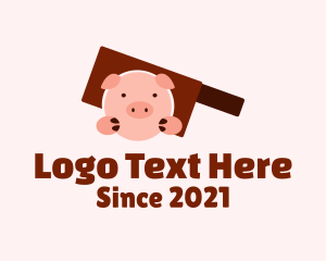 Meat Shop - Pig Head Cleaver logo design