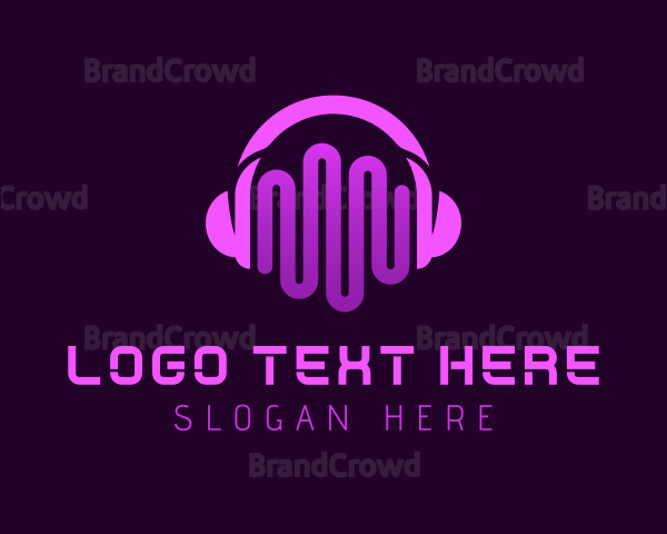 Purple Headphone Sound Waves Logo