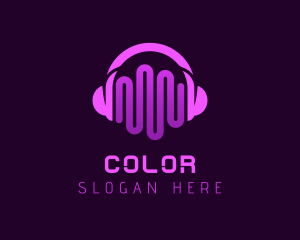 Purple Headphone Sound Waves Logo