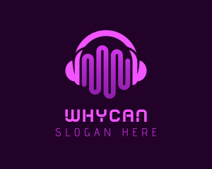 Purple Headphone Sound Waves Logo