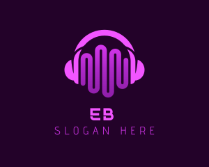 Audio Transcriber - Purple Headphone Sound Waves logo design