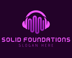 Audio Transcriber - Purple Headphone Sound Waves logo design