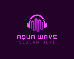 Purple Headphone Sound Waves logo design