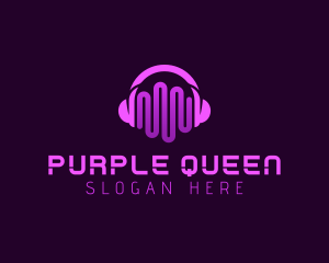 Purple Headphone Sound Waves logo design