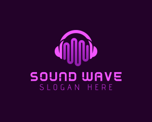 Purple Headphone Sound Waves logo design