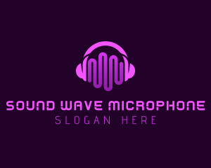 Purple Headphone Sound Waves logo design