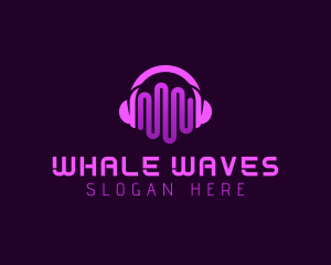 Purple Headphone Sound Waves logo design