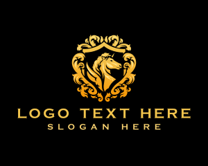 Pegasus - Gold Winged Horse logo design