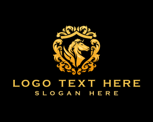 Victorian - Gold Winged Horse logo design