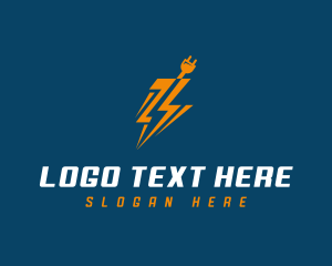 Power - Lightning Electrical Plug logo design