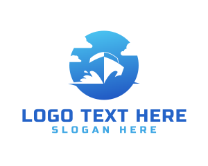 Seaman - Blue Travel Boat logo design