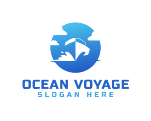 Blue Travel Boat logo design