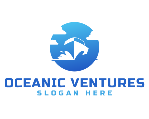 Blue Travel Boat logo design