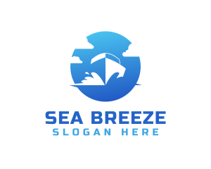 Blue Travel Boat logo design
