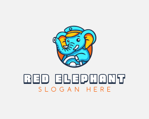 Elephant Driving Driver logo design