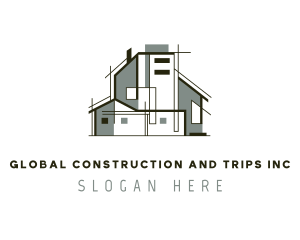 Architectural - Real Estate House Blueprint logo design