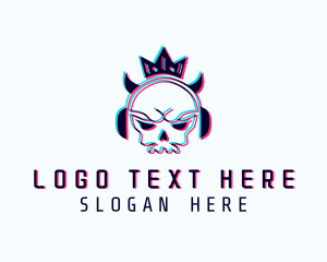 Singer - Glitch Skull Crown logo design