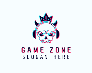 Glitch Skull Crown logo design